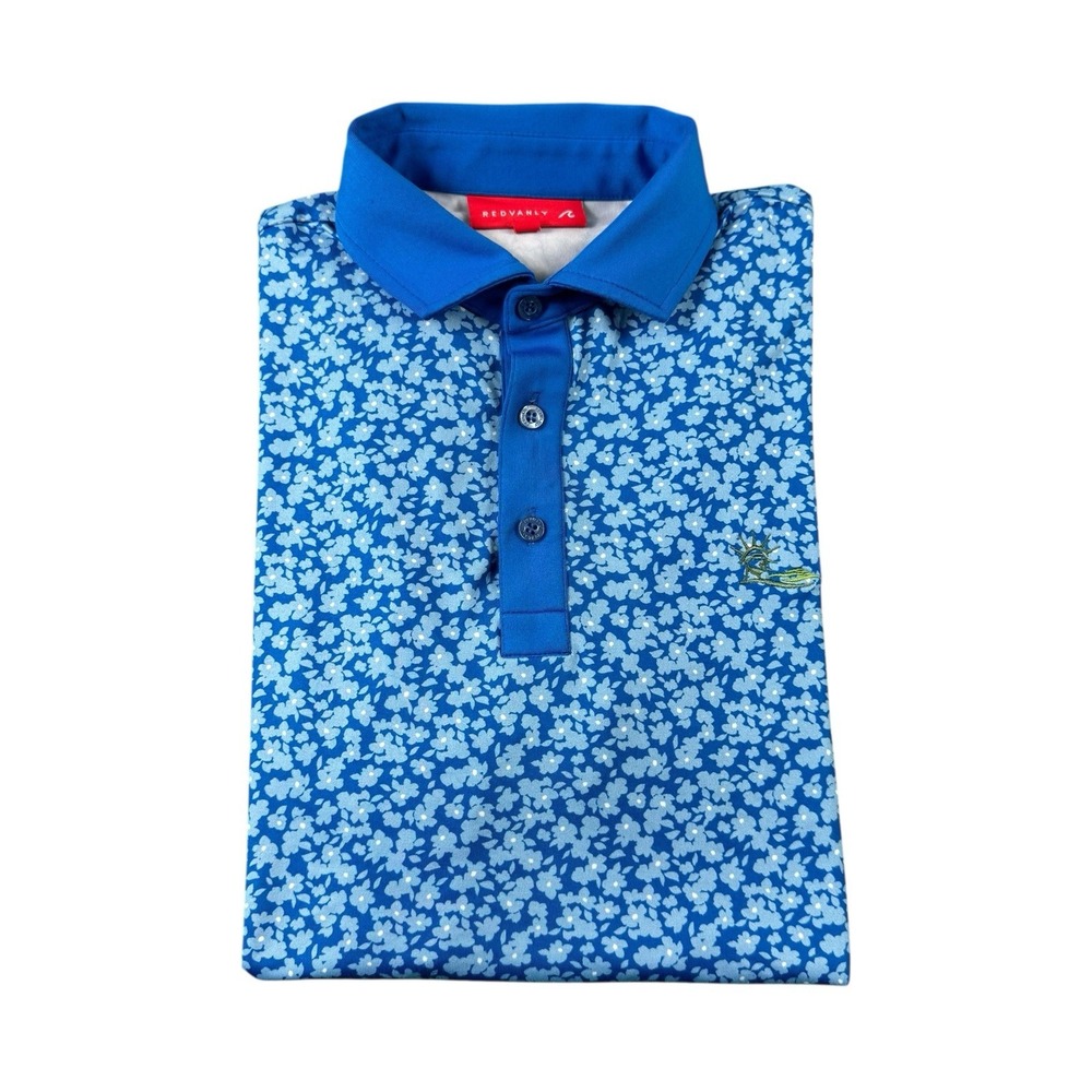 Redvanly Blue Floral Liberty Performance Golf Polo Mens Small Short Sleeve